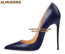 Load image into Gallery viewer, ALMUDENA Top Brand Nude Brown Wine Red Matte Leather High Heel Shoes Celebrity Popular Shallow Pumps 12cm Stiletto Heels Shoes