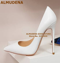 Load image into Gallery viewer, ALMUDENA Top Brand Nude Brown Wine Red Matte Leather High Heel Shoes Celebrity Popular Shallow Pumps 12cm Stiletto Heels Shoes