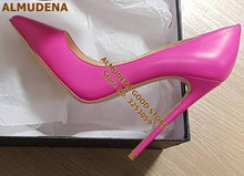 Load image into Gallery viewer, ALMUDENA Top Brand Nude Brown Wine Red Matte Leather High Heel Shoes Celebrity Popular Shallow Pumps 12cm Stiletto Heels Shoes