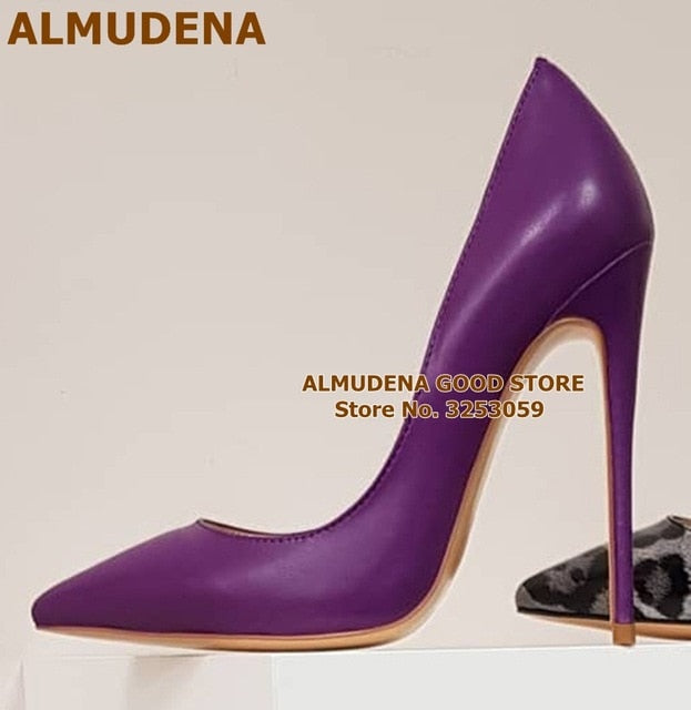 ALMUDENA Top Brand Nude Brown Wine Red Matte Leather High Heel