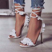 Load image into Gallery viewer, Sexy Women Pumps Bridal Shoes Woman High Heels Floral White Shoes Lace Up Peep Toe Ladies Sandals Classic Pumps &amp; Enlargers 43